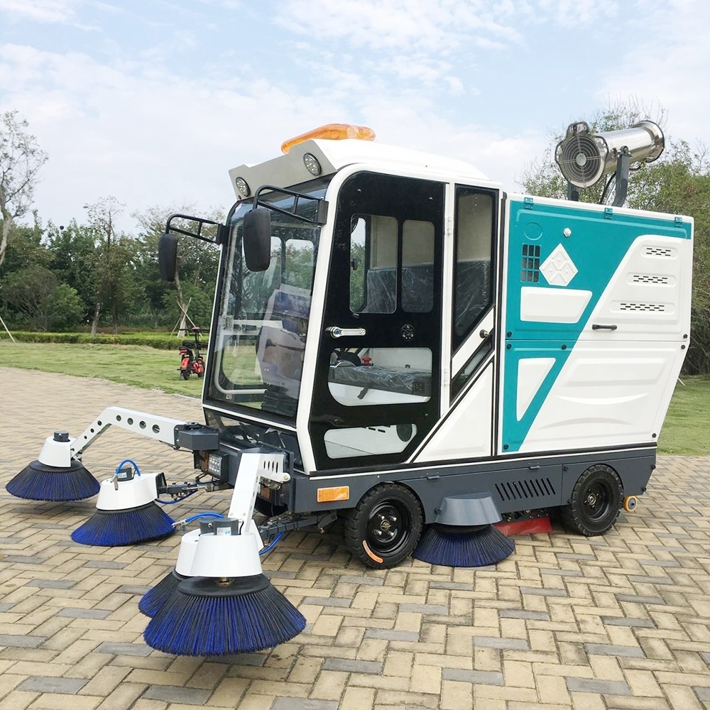 Floor Washing Machine Ride On Battery Electric 48 V Road Sweeper Machine with 240L Garbage bin capacity