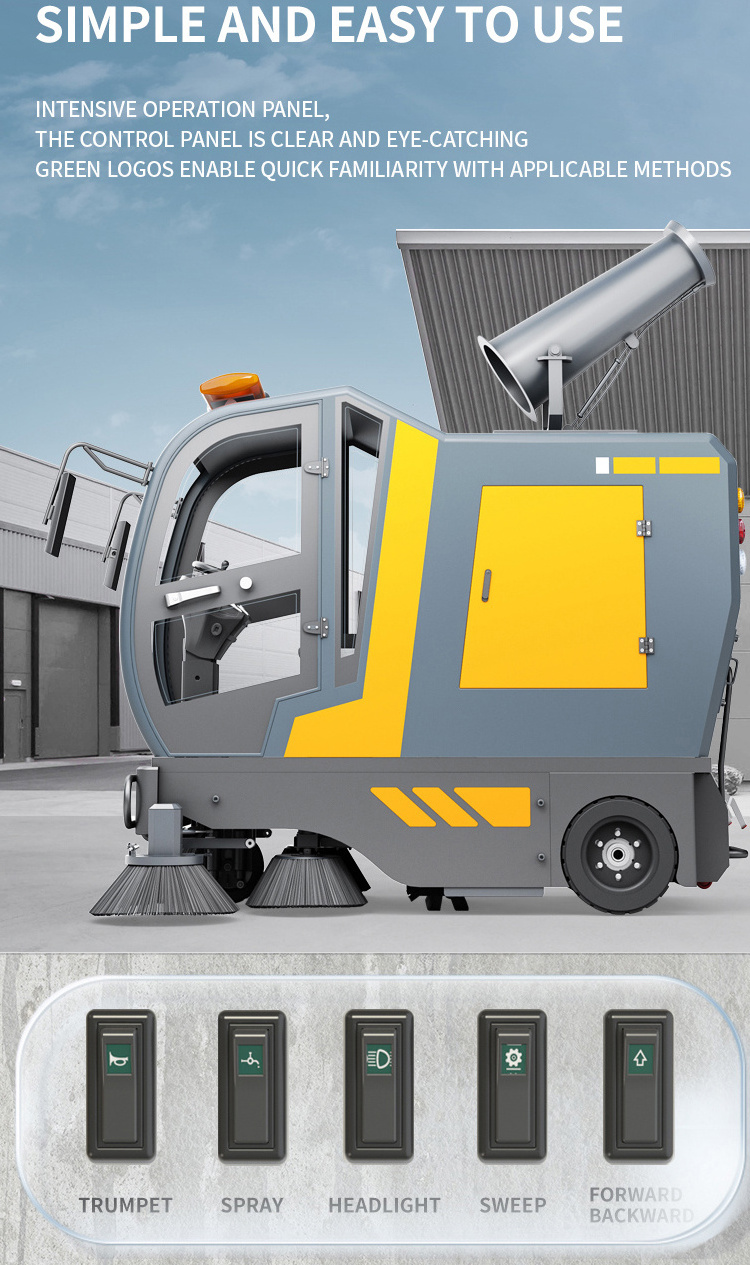 New Arrival Easy Oprating dual disc brake design parking lot all-weather Commercial Floor Sweeper