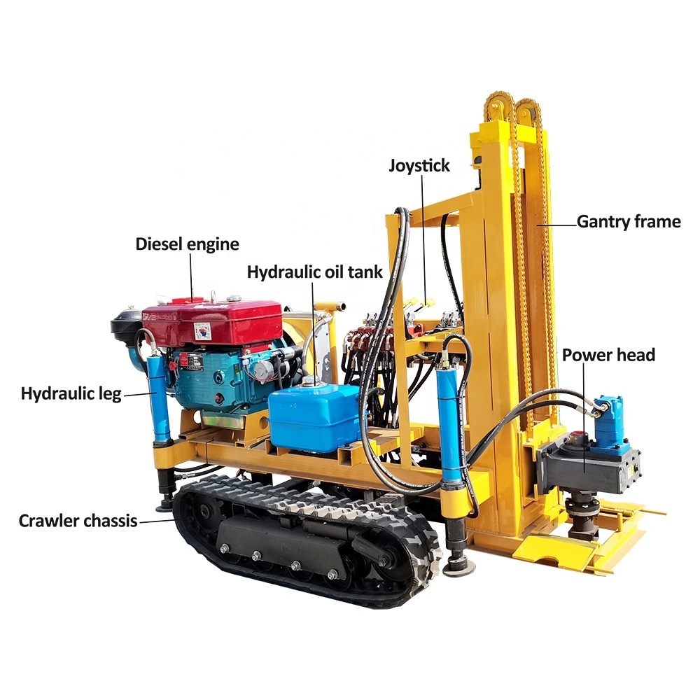 Crawler Hydraulic Drilling Rig Deep Borehole Water Well Driller for hard rock or soil