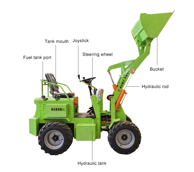 Small Farming Cheap Diesel Mini Front End Compact Wheel Loader for Sale China Whole Sale Spare Parts Wheel Loader Electric Start