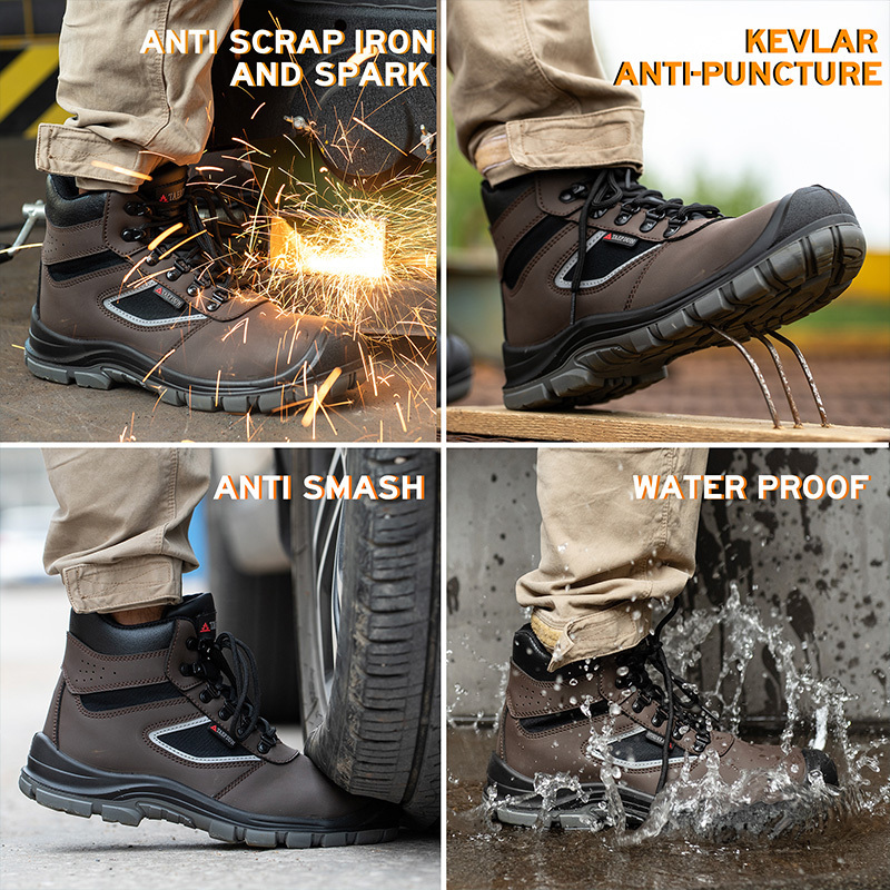 Construction Lightweight Steel Toe Work Shoes  Safety Man Industrial  Safety Shoes Leather Safety Boot   Caterpillarboots