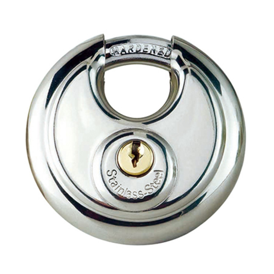 Keyed Padlock Stainless Steel Discus Lock  Shackle for Sheds Storage Unit Garages and Fence Key padlock