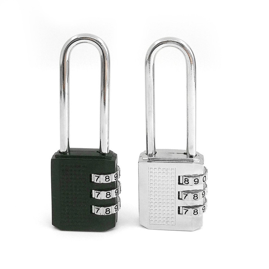 Zinc Alloy 3 Digit Combination Padlock  safety Lock  Long Shackle Square Shape Security lock