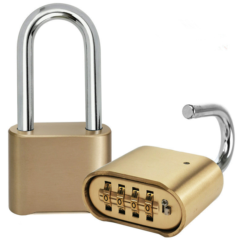 Combination Lock Heavy Duty 4 Digit  Keyless Brass Lock Bodies Outdoor Waterproof Solid Wide Body Brass Padlock