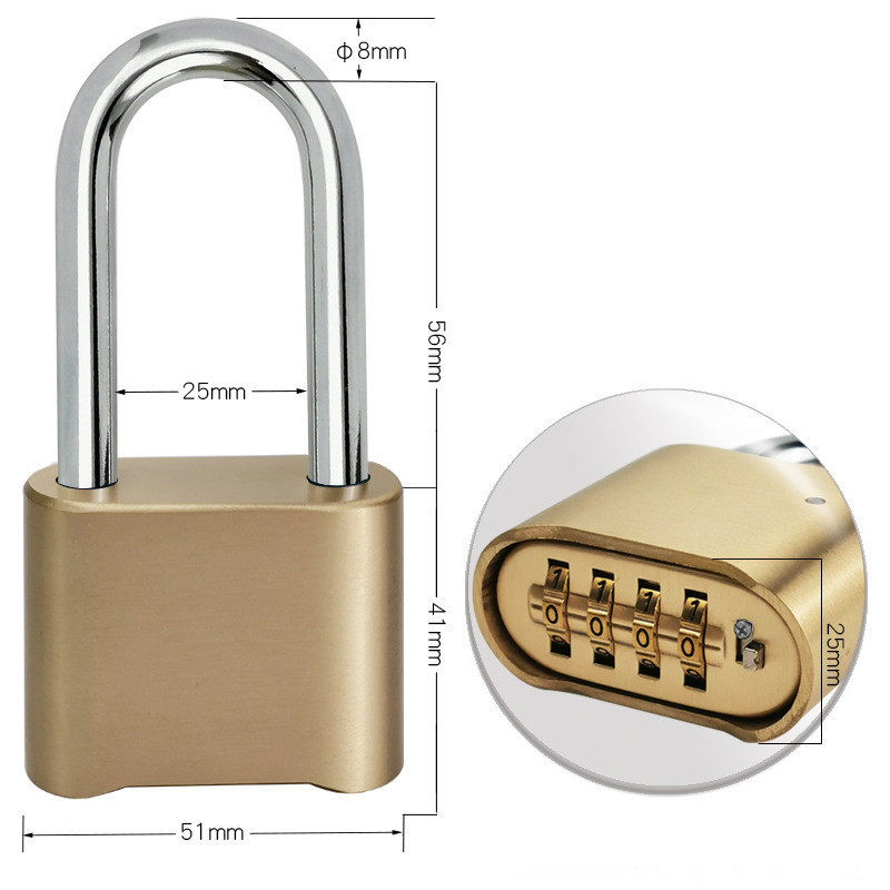 Combination Lock Heavy Duty 4 Digit  Keyless Brass Lock Bodies Outdoor Waterproof Solid Wide Body Brass Padlock