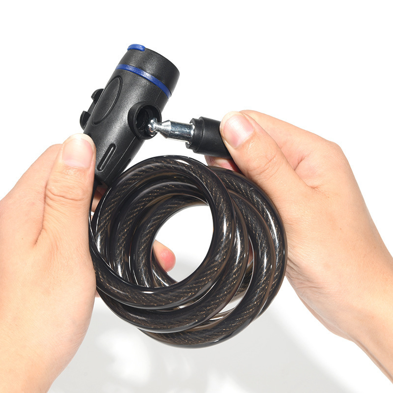 Retractable PVC Coating Galvanized Security Bike Lock Coil Cable Retractable Steel Coiled Cable Lock