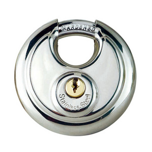 Stainless Steel Discus Keyed Padlock with 2 Keys Heavy Duty Rustproof Disc Locks with Hardened Steel Shackle for Indoor/Outdoor