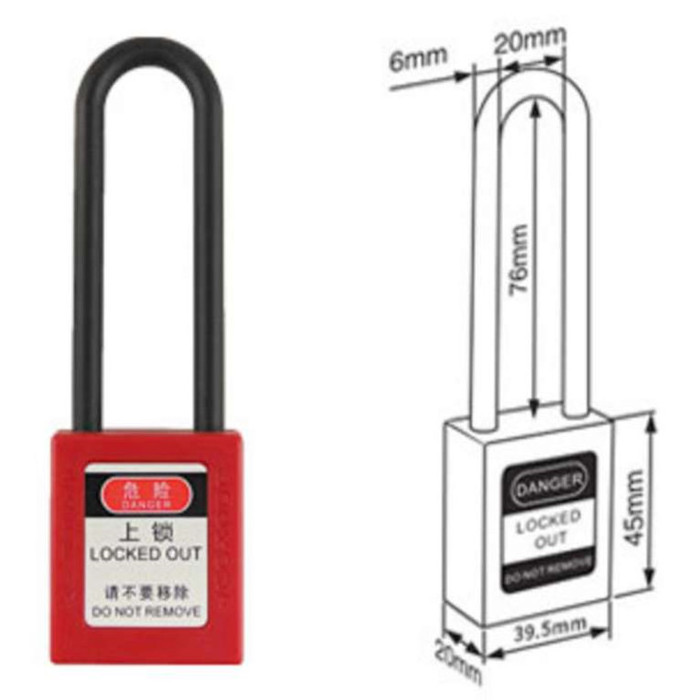 Cheap Price 38mm 76mm Steel Nylon Shackle Safety Loto Padlock with Same Key