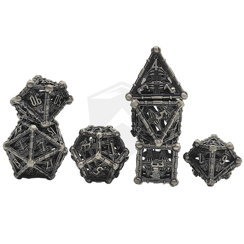 SNDN Premium DND RPG hollow metal movie rpg dice set with dragon inside hollow metal dice sets