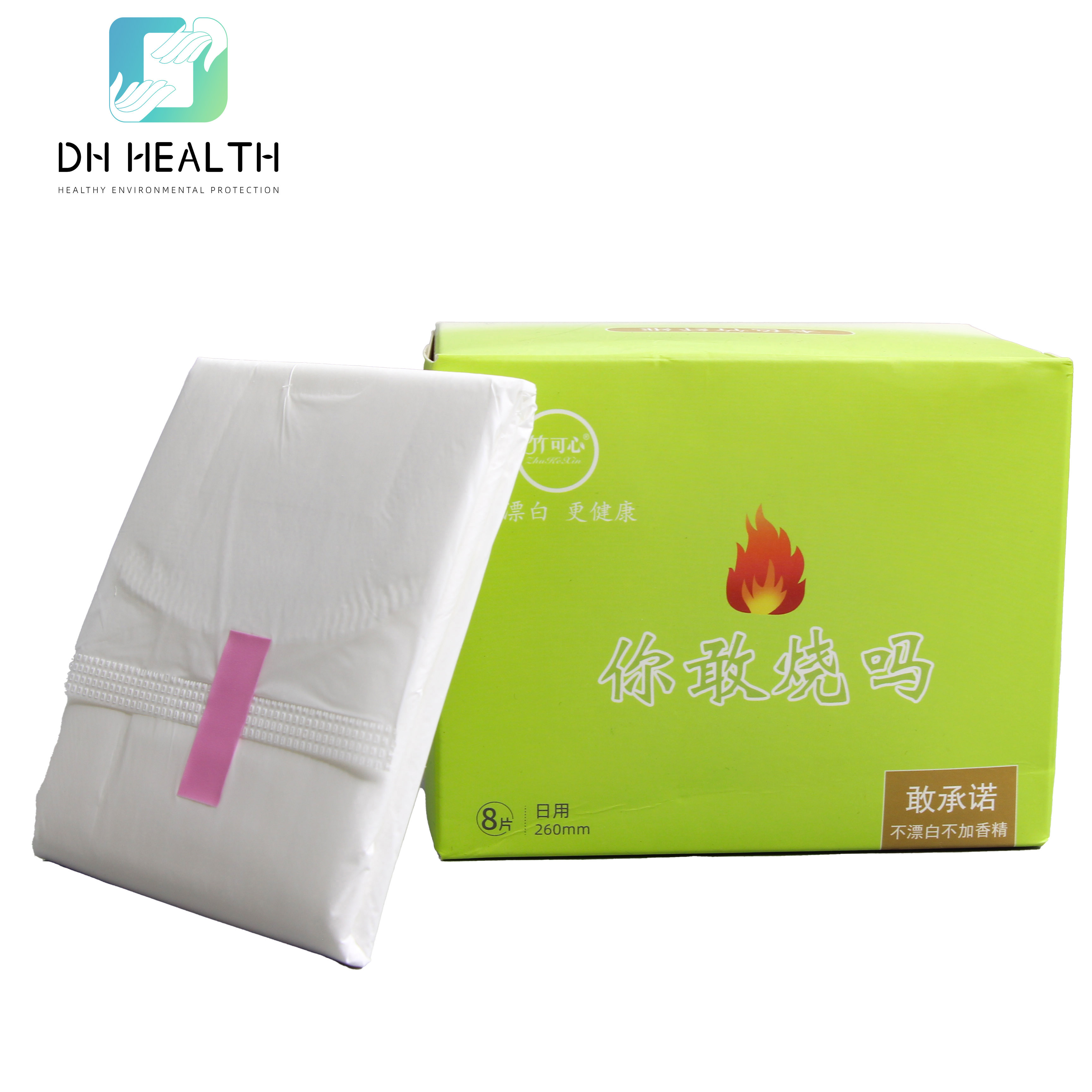 DH Wholsable Comfortable Bamboo fiber hygiene products disposable winged sanitary feminine pads