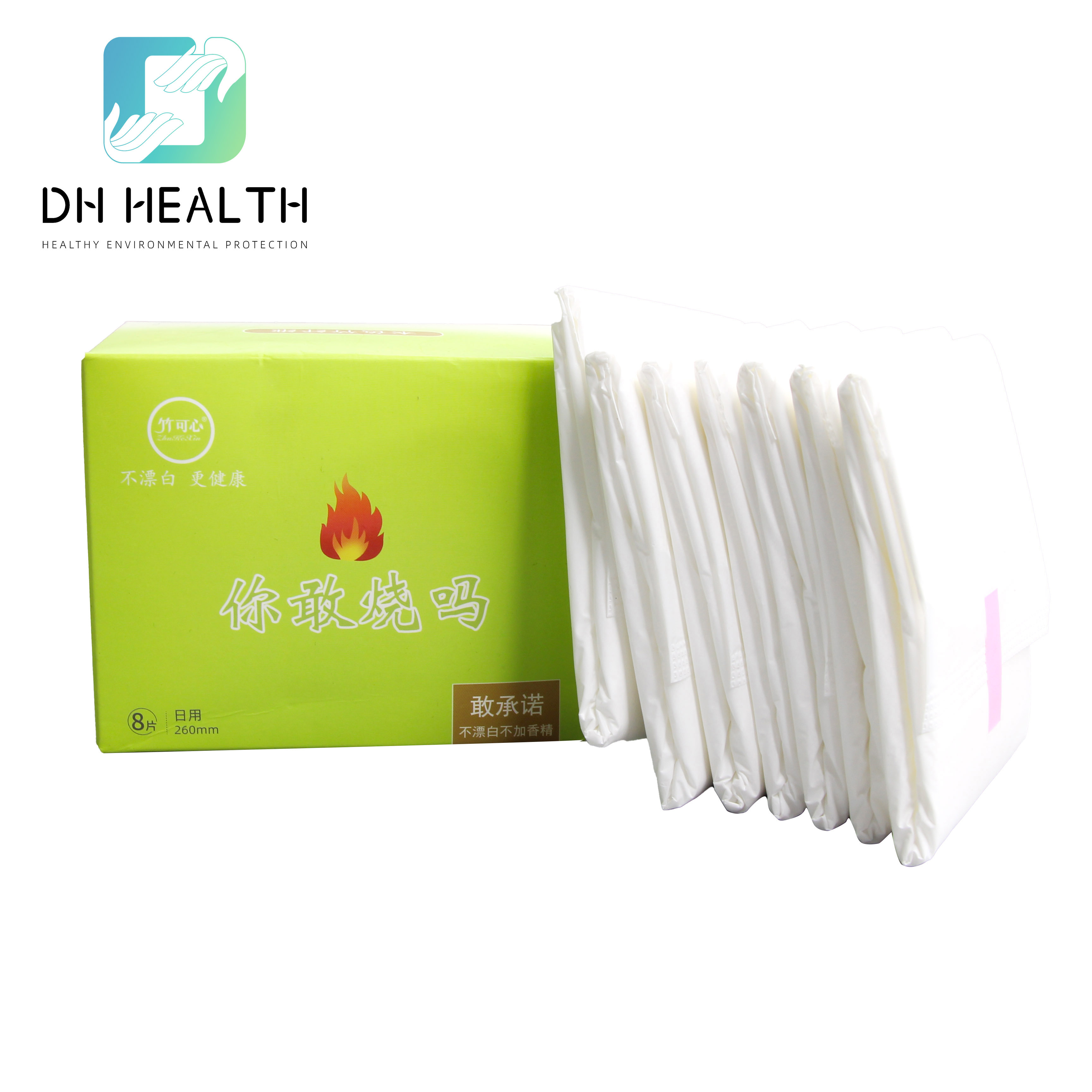 DH Wholsable Comfortable Bamboo fiber hygiene products disposable winged sanitary feminine pads