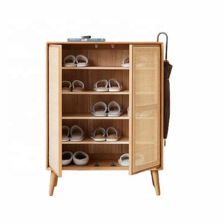 Sancy modern rattan wood shoe racks for home cabinet furniture