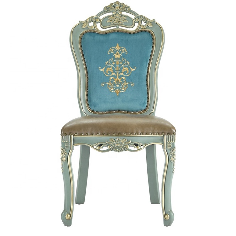 Luxury Carved Wood Dining Chair for Dining Room Customized Upholstered Fabric Chair in European Style