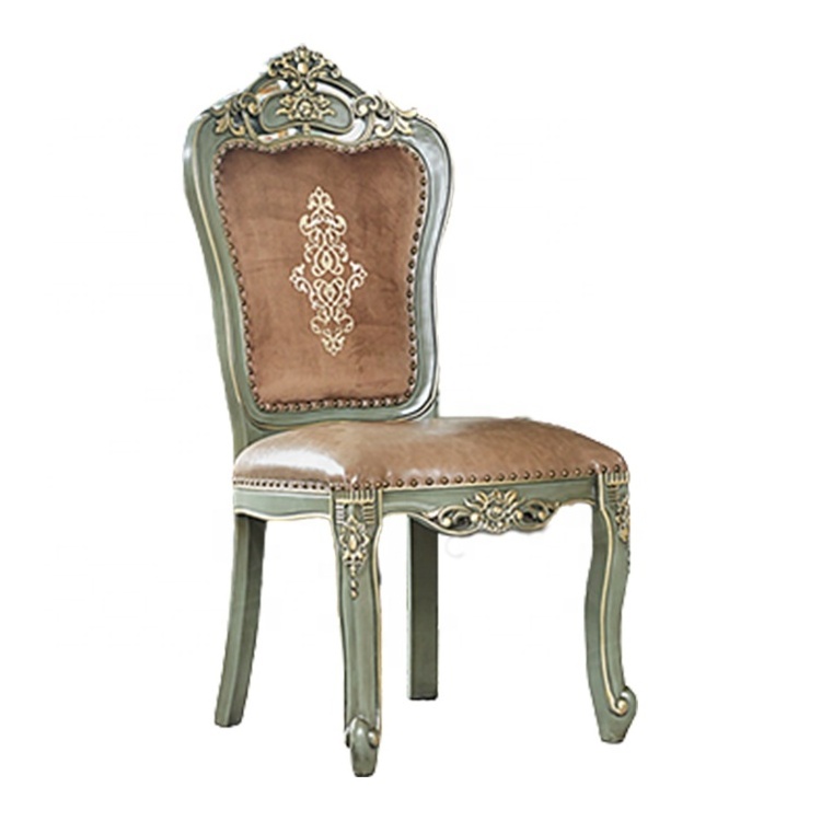 Luxury Carved Wood Dining Chair for Dining Room Customized Upholstered Fabric Chair in European Style