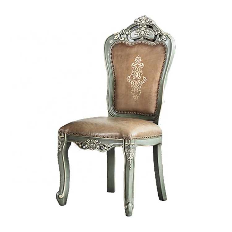 Luxury Carved Wood Dining Chair for Dining Room Customized Upholstered Fabric Chair in European Style