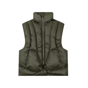 Custom Winter Men Quilted Cropped Puffer Unisex Vests Jacket Puffy Vest Down Work Weight Man Sleeveless Women with Hoodie Green