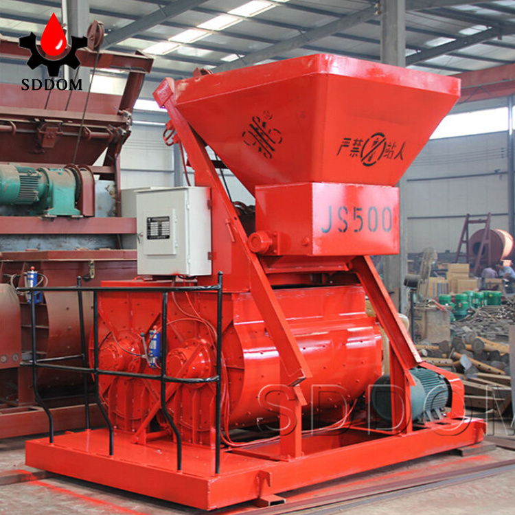 New stationary forced double shaft cement mixer with lift small machine js1000 horizontal concrete mixer