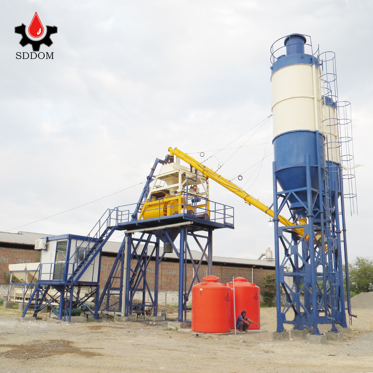 SDDOM Brand HZS50 concrete batch mixer mixing small concrete batching plant