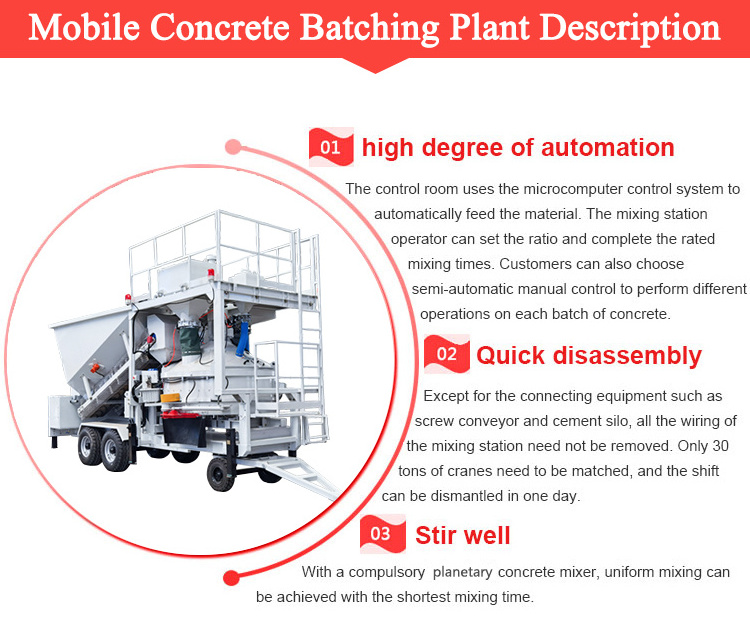 3d house printer concrete construction machinery automatic small mobile concrete batching plant for sale