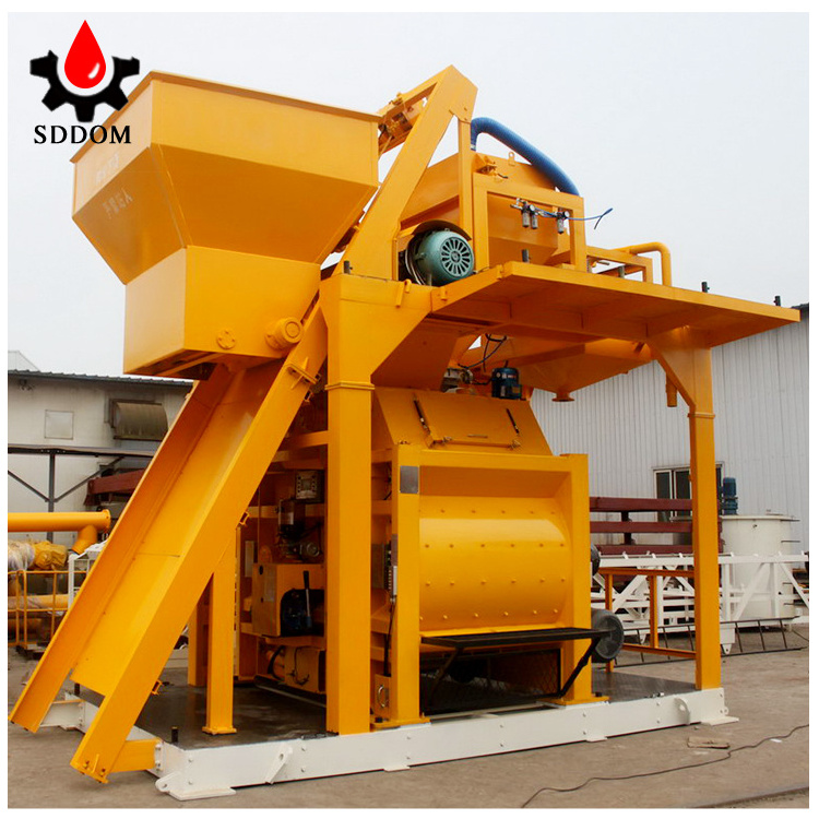 New stationary forced double shaft cement mixer with lift small machine js1000 horizontal concrete mixer