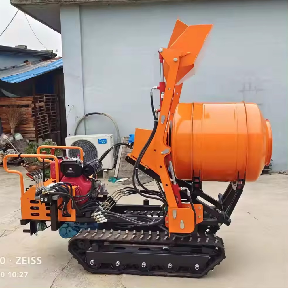 Multifunct Cheap price mini dump truck concrete mixer machine crawler self loading 0.8ton concrete mixer truck for sale