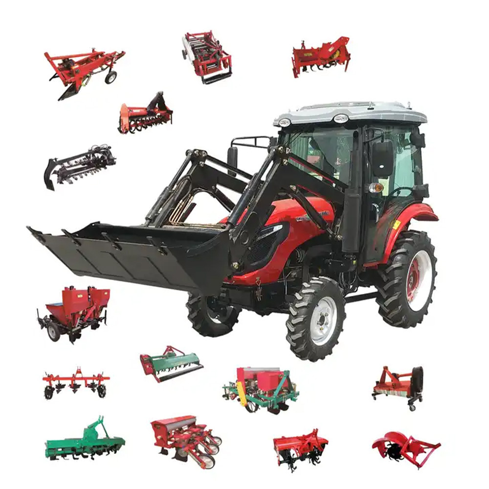 multifunctional 4X4 wheel 4WD 40hp 50hp 60hp 70hp 90hp 100hp tractor front loader farm garden tractor with optional parts