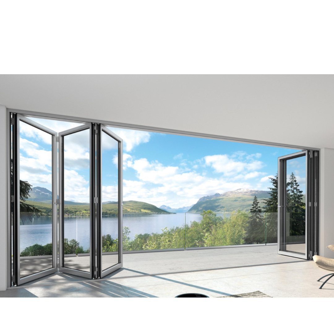 Bifold Doors Aluminium Folding Patio Outdoor Sliding Folding Door Aluminum Vertical Bi Folding Doors