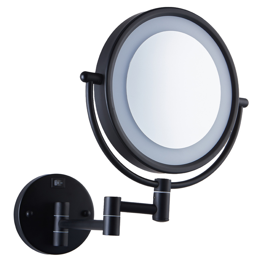 5X Magnifying Can be customized Retractable bathroom Mirror With Light Decorate Wall Mount