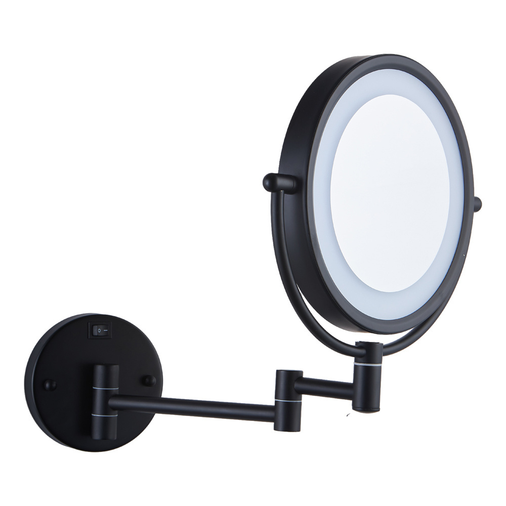 5X Magnifying Can be customized Retractable bathroom Mirror With Light Decorate Wall Mount