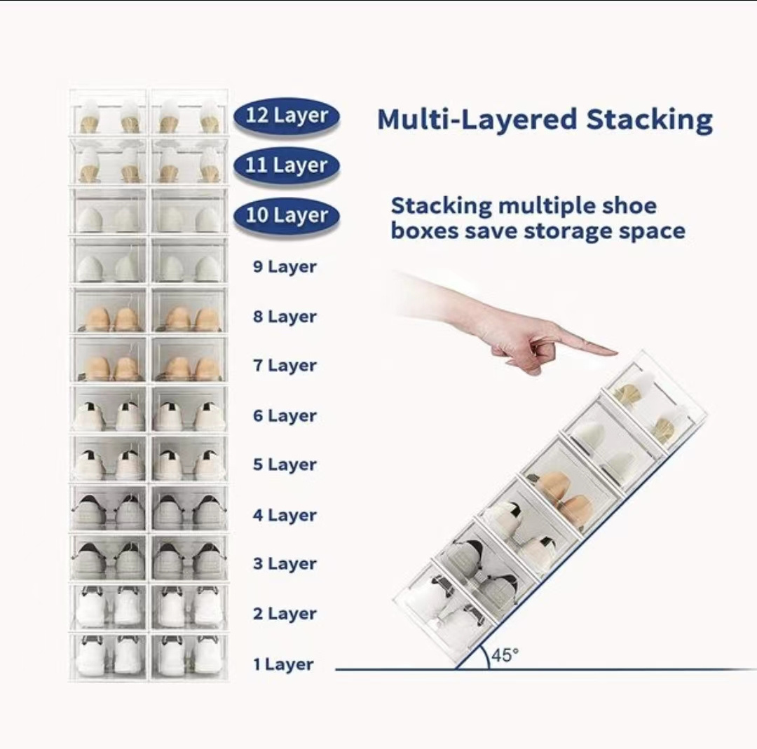 Transparent Plastic  Rack Foldable  Rack Plastic   for School  clear shoe box custom shoes Shoe Box Rack