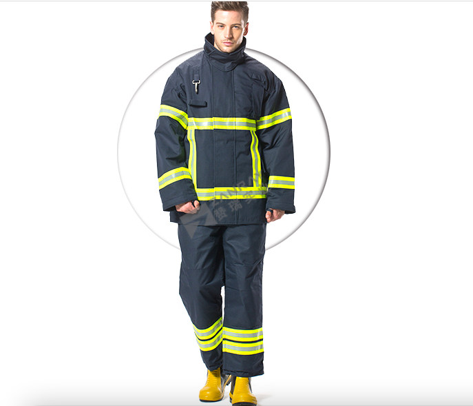 European Standard CE EN469 Fireman Jacket 4 Layers Aramid Navy Blue Yellow firefighting uniforms for sale