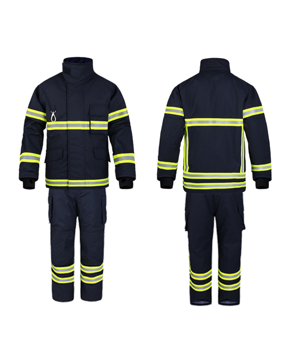 Time-limited discount 4 Layers Aramid black fire fighter suit fireman protective uniform for sale