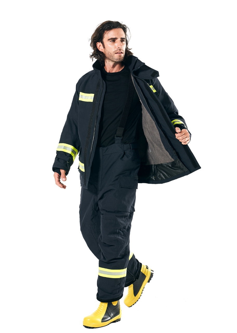 Time-limited discount 4 Layers Aramid black fire fighter suit fireman protective uniform for sale