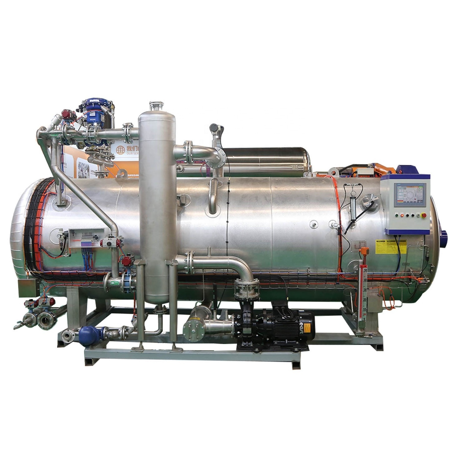 DTS Industrial glass bottle autoclave retort for bottle juice milk with stainless long power food pump