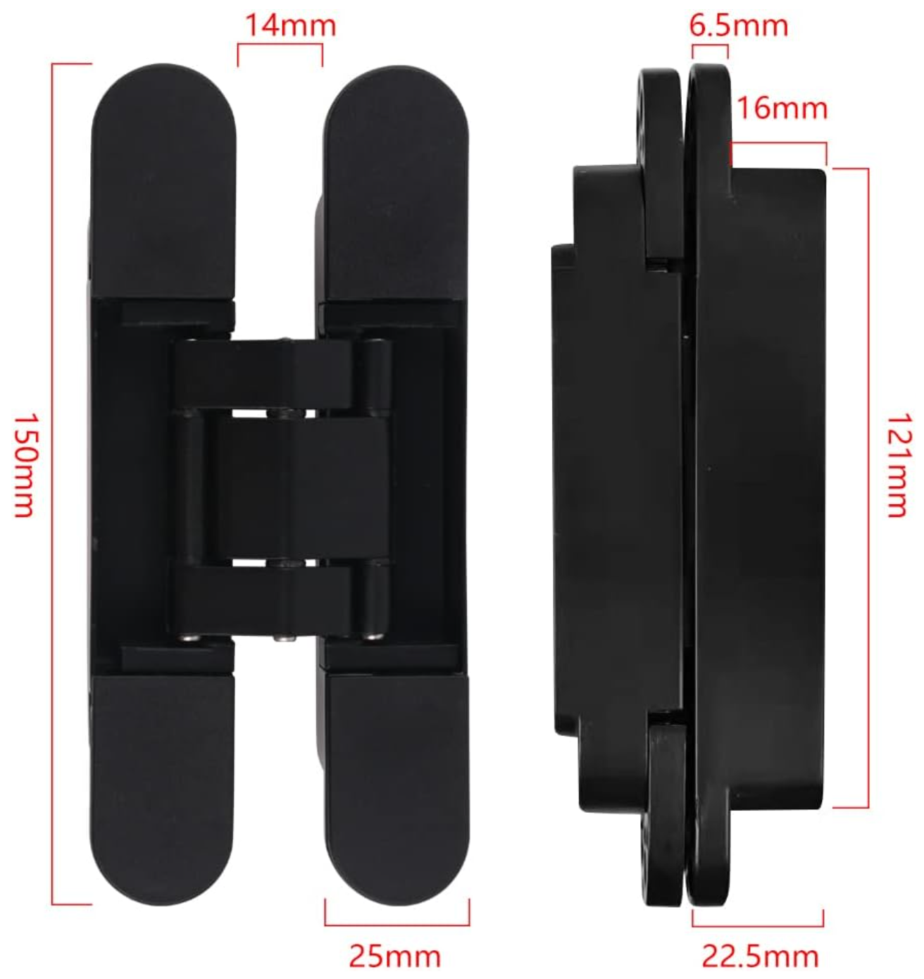 Hidden hinge 180 degree swing hinge Length 150 mm width 25 mm made of zinc alloy embryo and aluminum alloy core