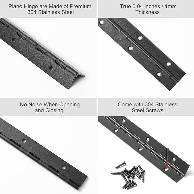 Heavy-duty door hinge with holes, stainless steel continuous and piano hinge, for furniture/piano