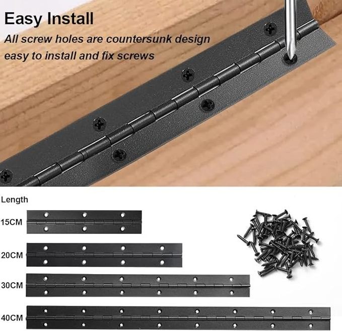 Heavy-duty door hinge with holes, stainless steel continuous and piano hinge, for furniture/piano