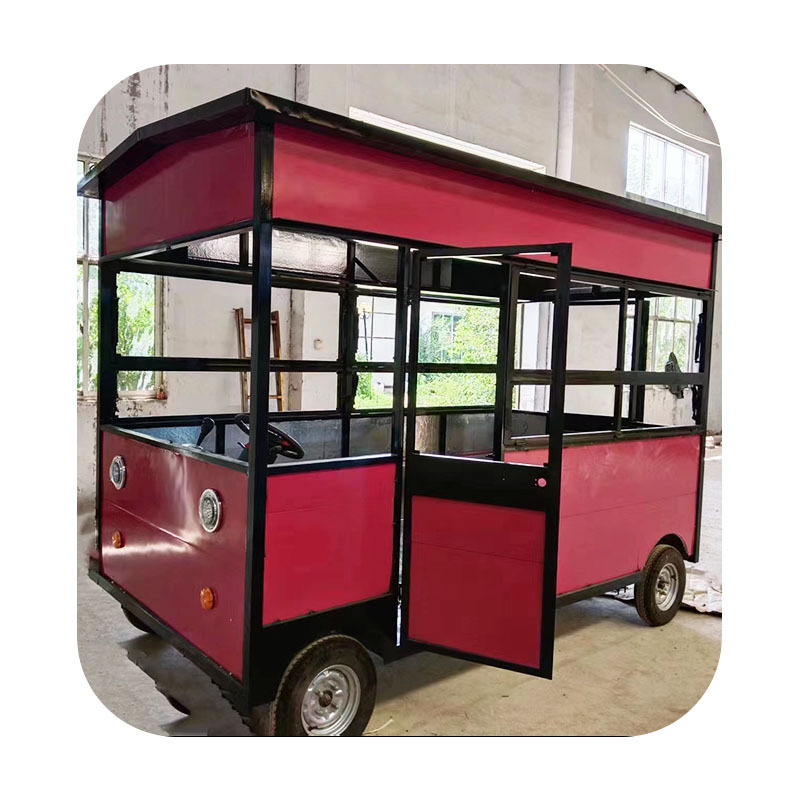 OEM RL-E42 Mobile Electric Street View Food Truck Outdoor Street Kitchen Food Vending Cart With Refrigeration display case