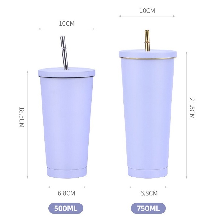 25oz 750ml stainless steel coffee cup double walled vacuum insulated travel mug with straw