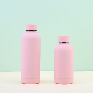 Soft touch 350ml 500ml stainless steel vacuum insulation flask thermo water bottles with rubber paint