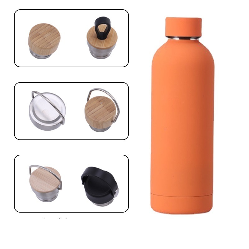 Soft touch 350ml 500ml stainless steel vacuum insulation flask thermo water bottles with rubber paint