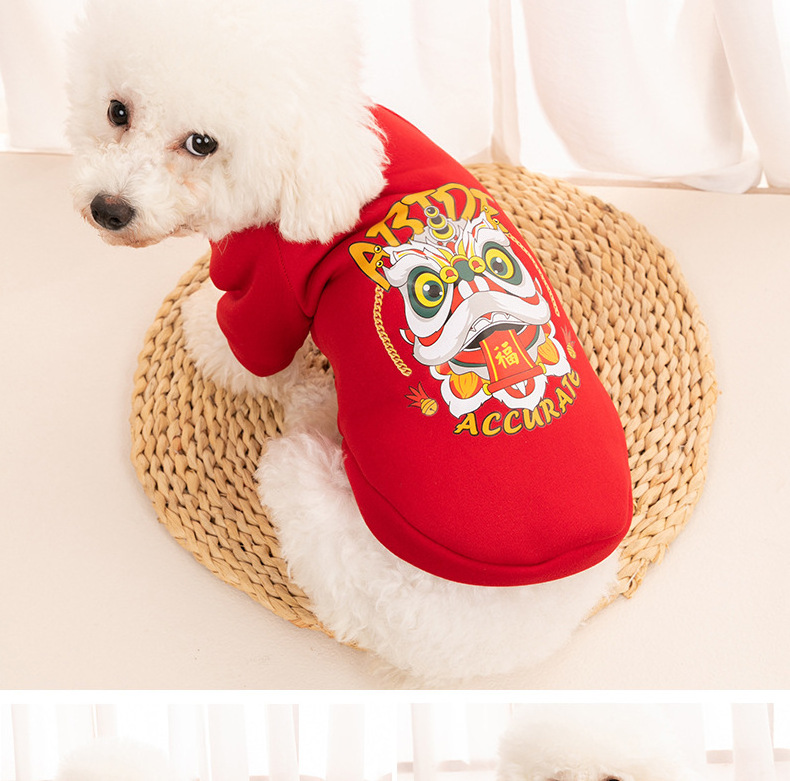 Hot selling New Designer Autumn Winter Dog Clothes Pet Apparels Big Red Dog Hoodie Sweater