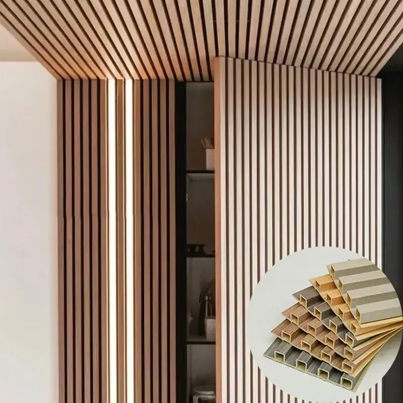 Decorative Wallboards Square Black Gold Ceiling Louver Wpc Fluted Panelsslat Wood Pvc Wpc Wall Panels Interior With Led