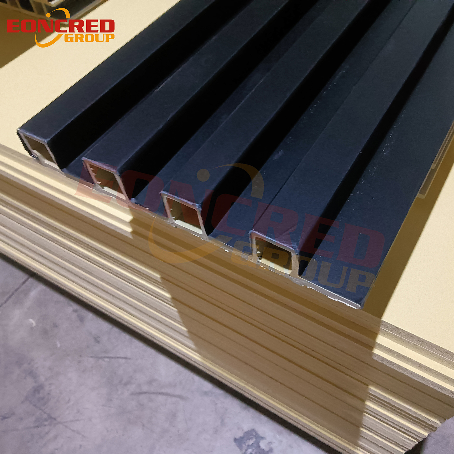 Customized Wooden Design Fluted Slat Wpc 3d Wall Covering Panel For Hotel Room Wpc Wall Panel