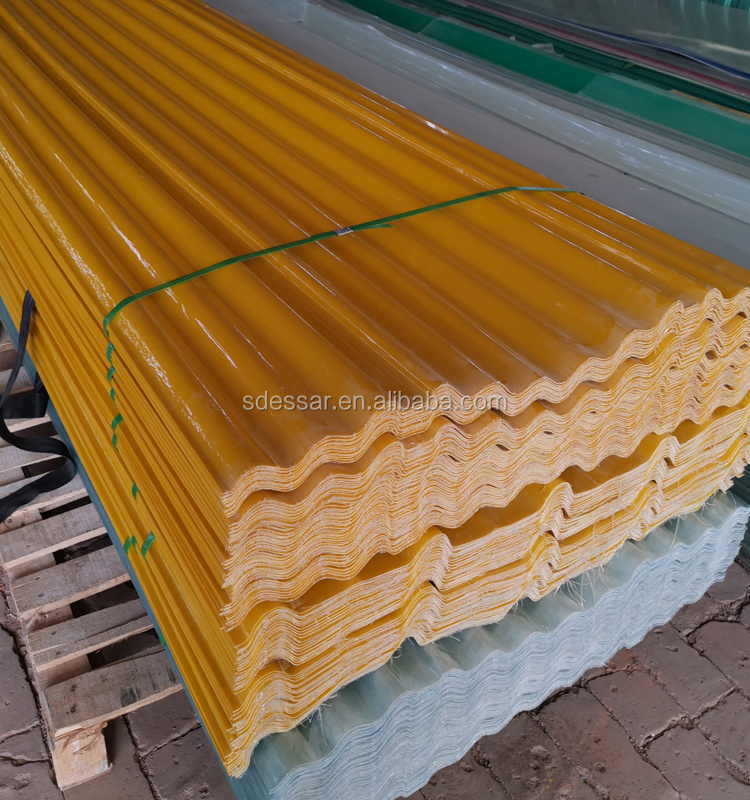 SDESSAR Fiberglass reinforced resin material FRP plastic sheet flat polyester sheets Fireproof skylight panel roofing sheet