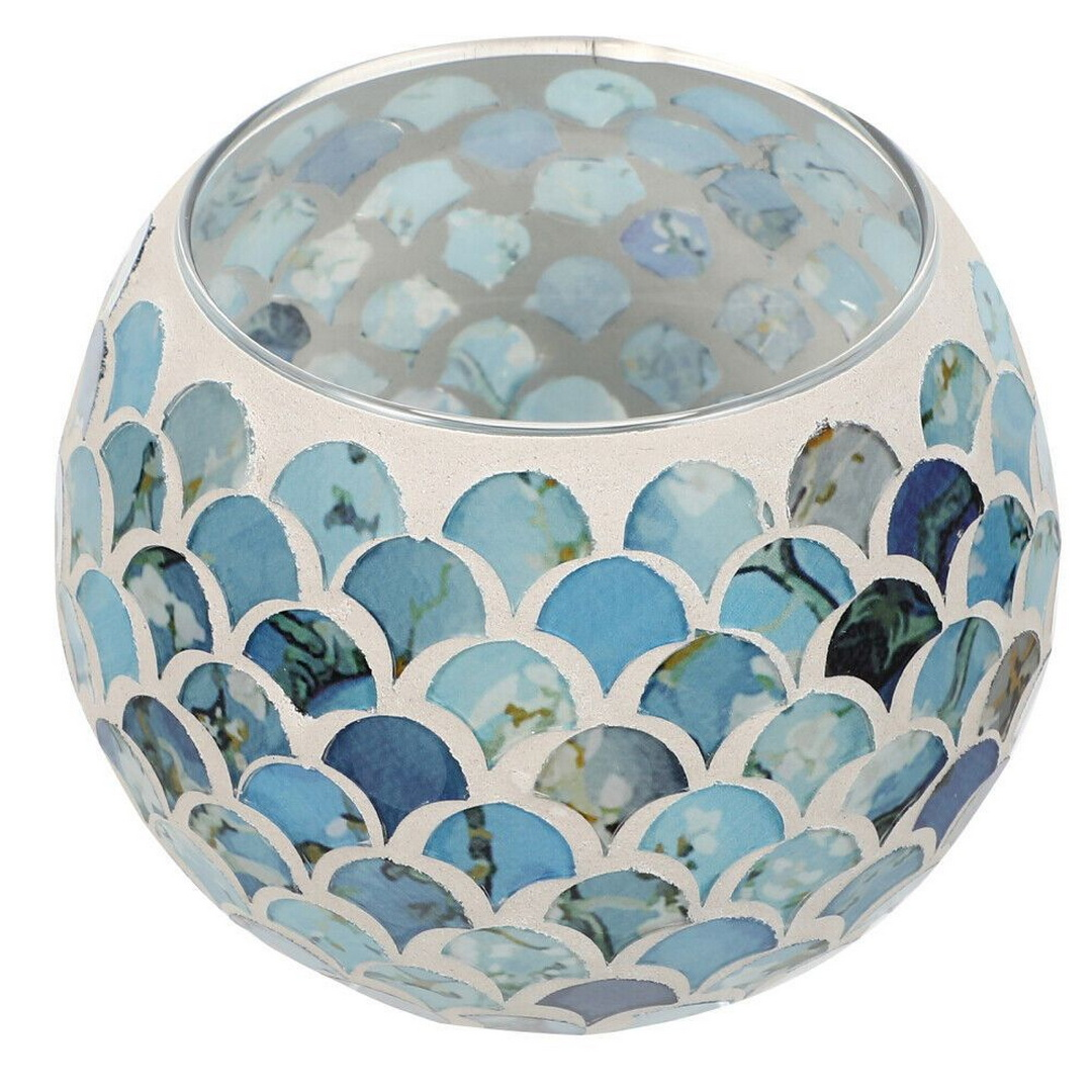 Wholesale Cracked Glass Mosaic Votive Candle Holder Handmade Glass Candle Holder For Tealight