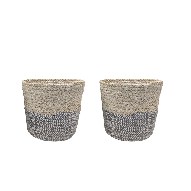 Modern Premium Grass Jute Paper Rope Woven Plant Pot Home Decor With plastic Lining Artificial Flower Basket for Indoor Planters