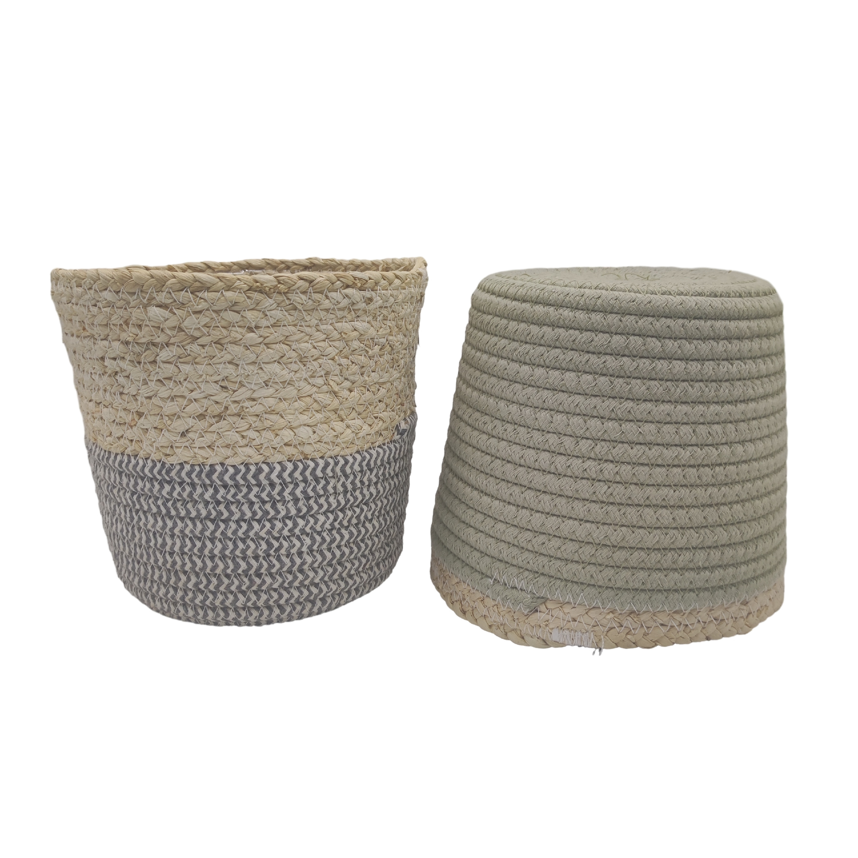 Modern Premium Grass Jute Paper Rope Woven Plant Pot Home Decor With plastic Lining Artificial Flower Basket for Indoor Planters