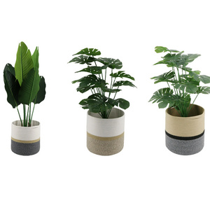 Modern Premium Grass Jute Paper Rope Woven Plant Pot Home Decor With plastic Lining Artificial Flower Basket for Indoor Planters