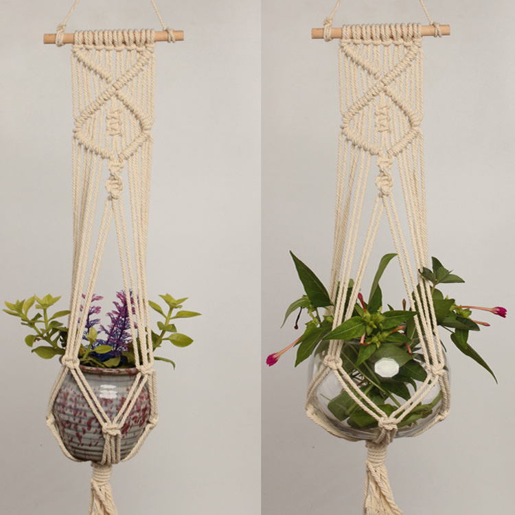 Bohemian Macrame Indoor Hanging Plant Pot Macrame Plant Hangers Holder For Home Decoration